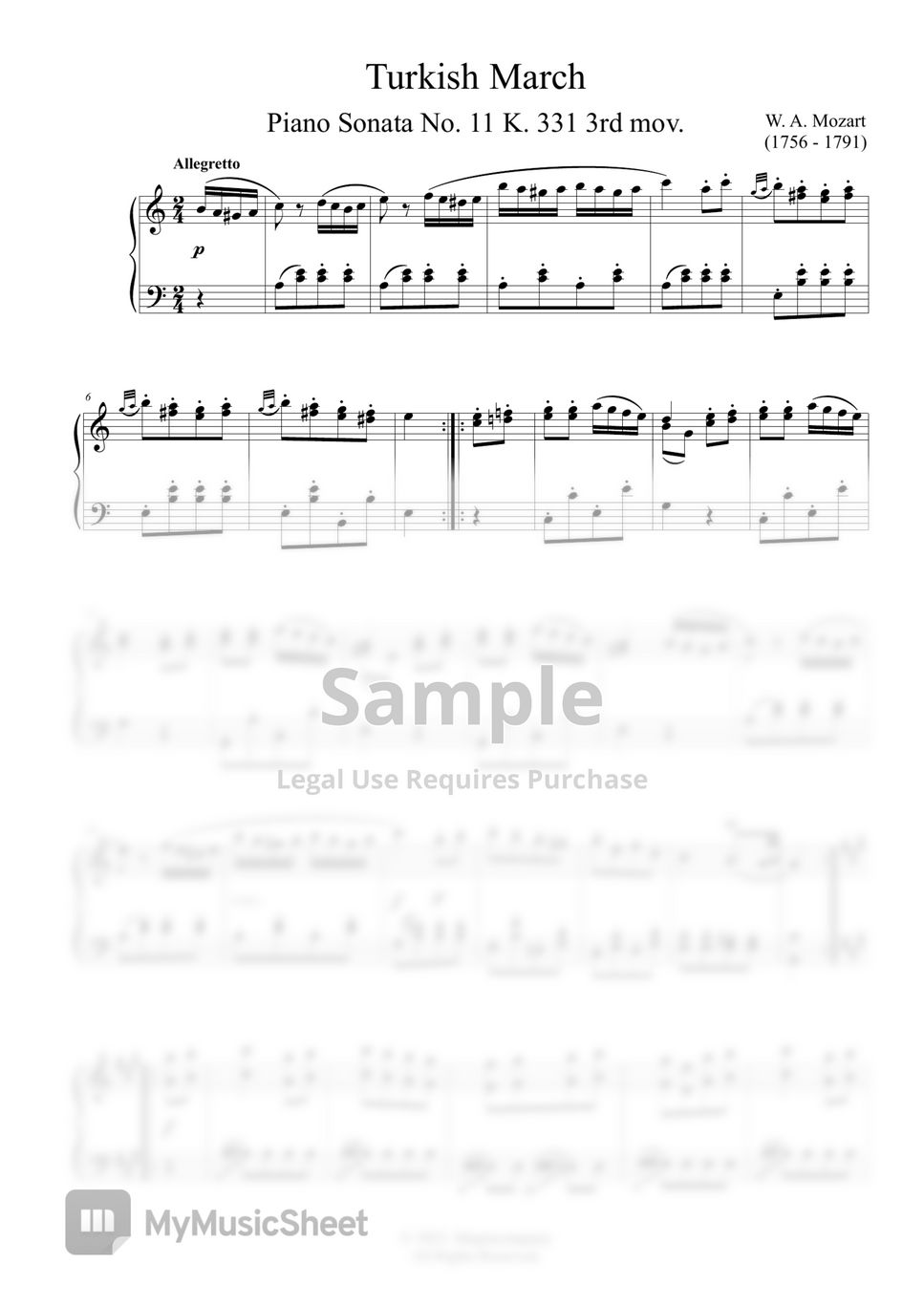 W A Mozart Turkish March By MyMusicSheet Official