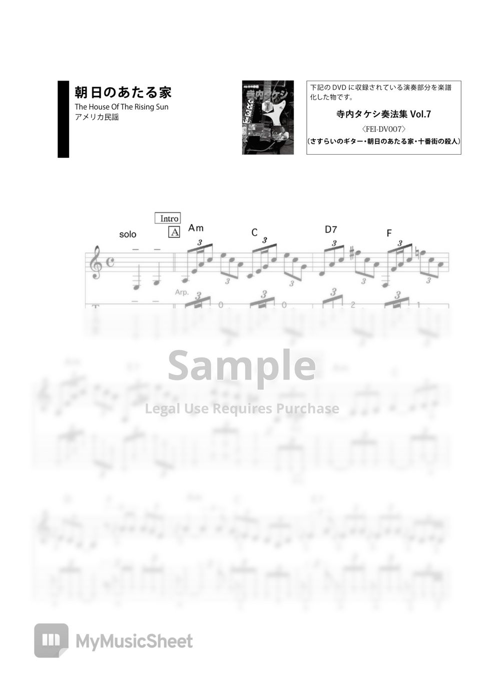 TAKESHI TERAUCHI THE HOUSE OF THE RISING SUN (Japan Electricguitar