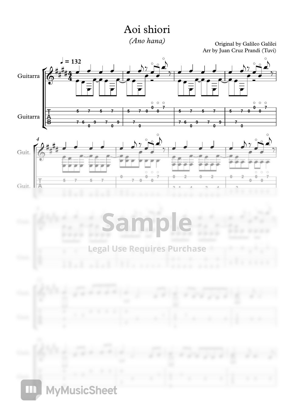 Galileo Galilei - Aoi shiroi (Classical guitar/Guitar cover) by Tuvi_guitar