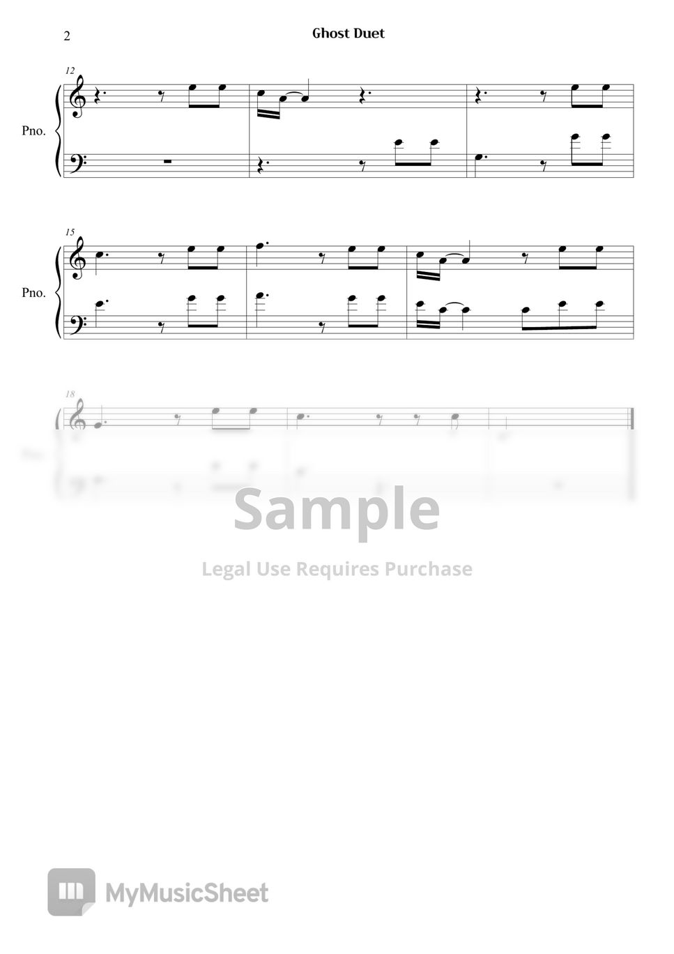 Louie Zong - Ghost Duet Sheets by Right Now Piano