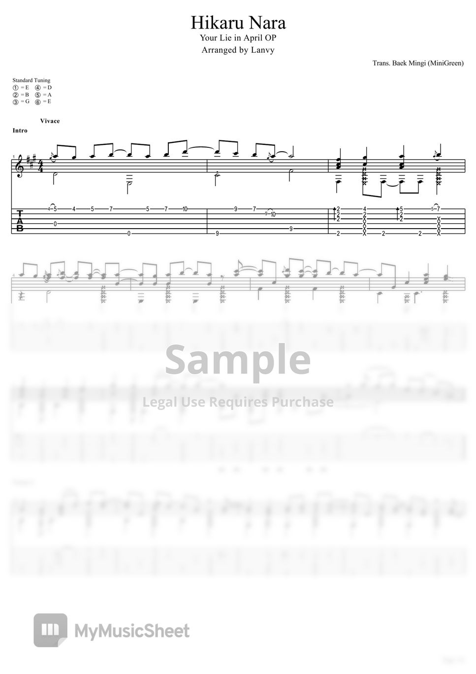 Hikaru Nara-Your Lie in April OP- Free Piano Sheet Music & Piano Chords