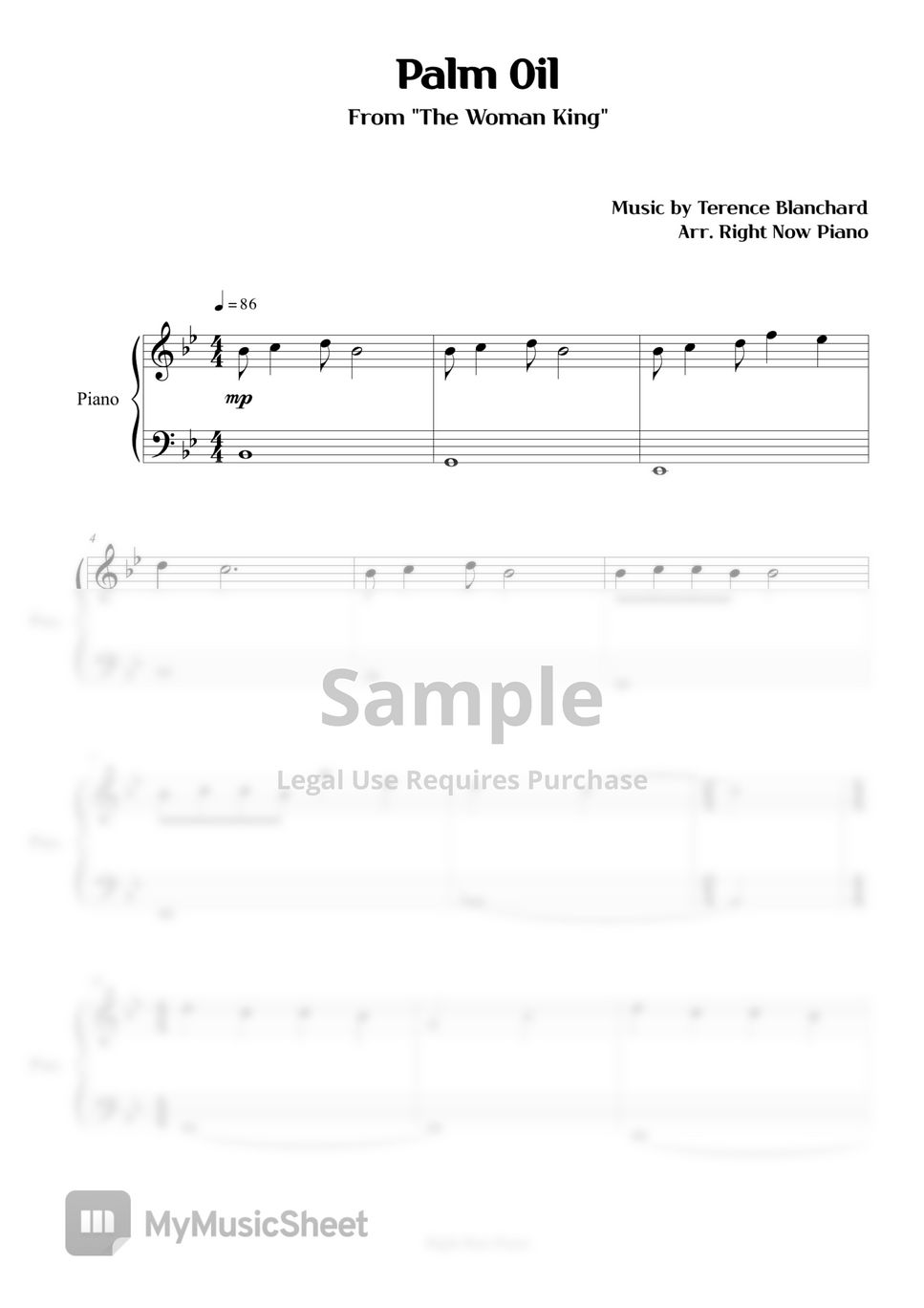 the-woman-king-palm-oil-sheets-by-right-now-piano