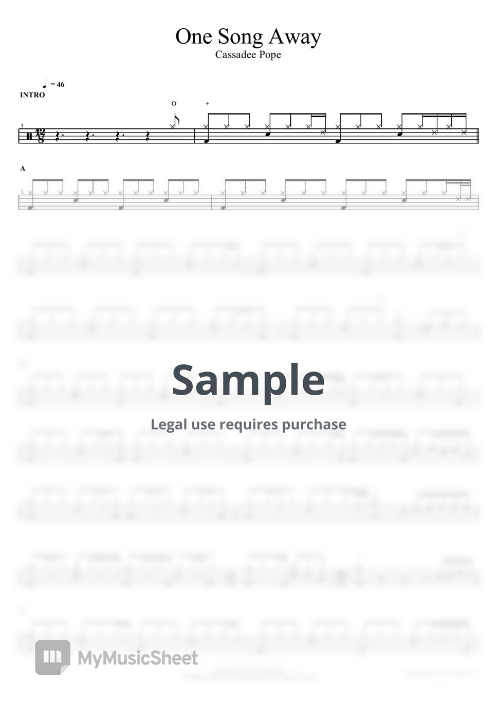 Cassadee pope one song away sheets by copydrum