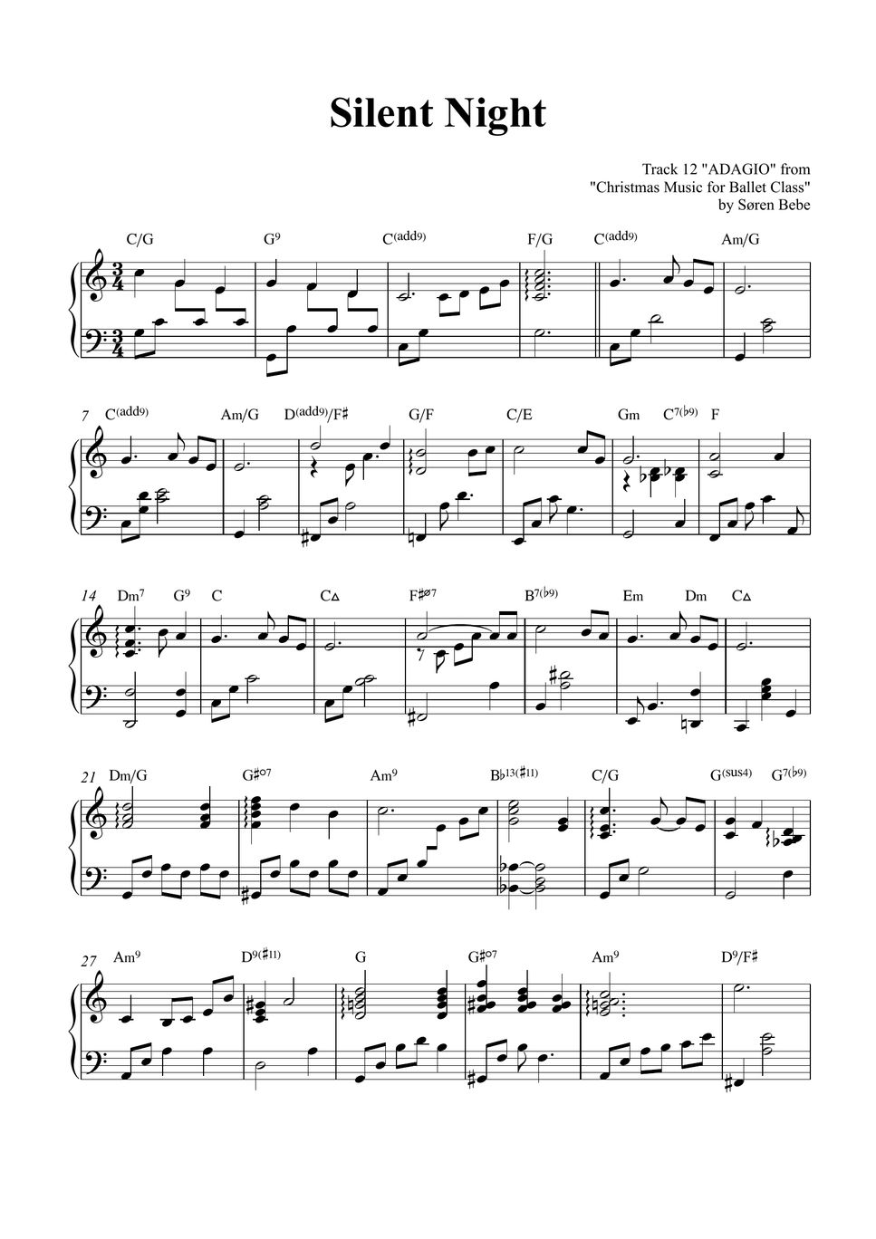 Oh Holy Night (Adagio)  Christmas Sheet Music for Ballet Class (PDF)