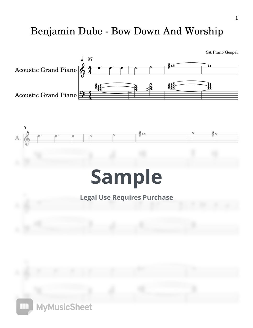 Benjamin Dube - Bow Down And Worship (PIANO SHEET) by SA Piano