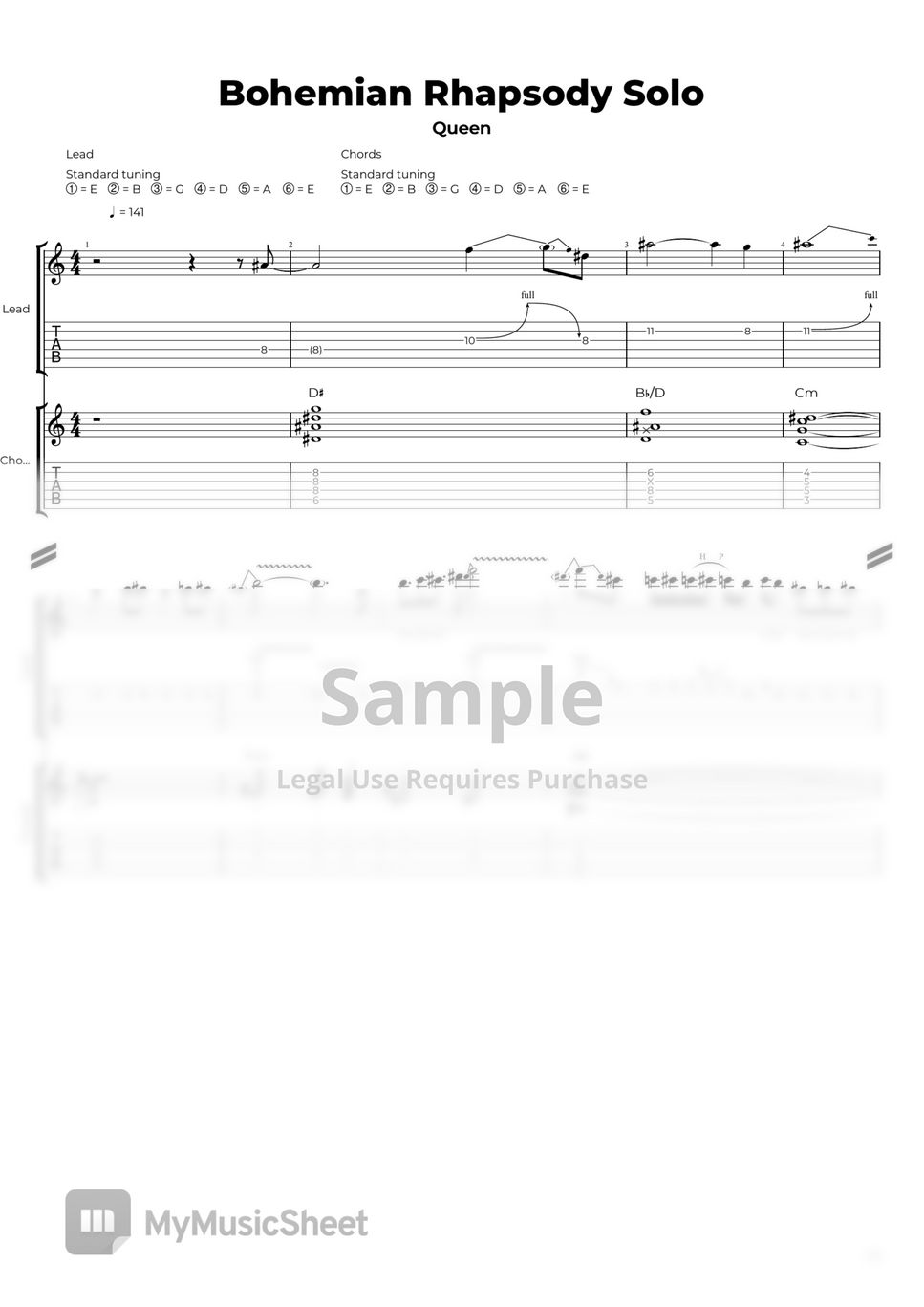 Queen - Bohemian Rhapsody Solo 楽譜 by Nikola Gugoski