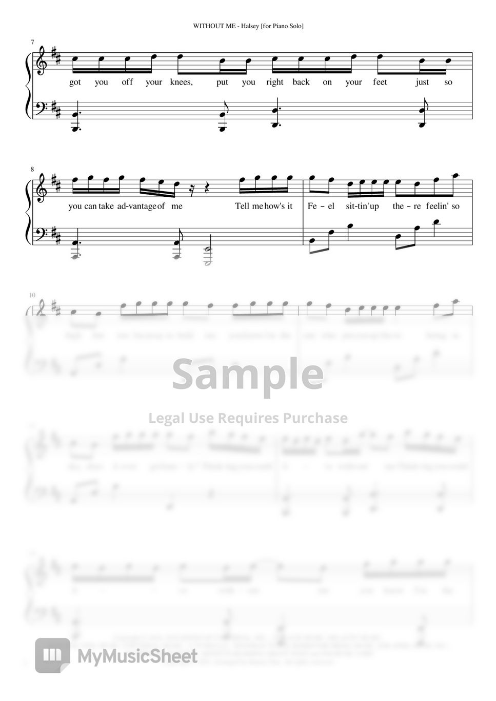 Halsey - Without Me (for Piano Solo) Sheets