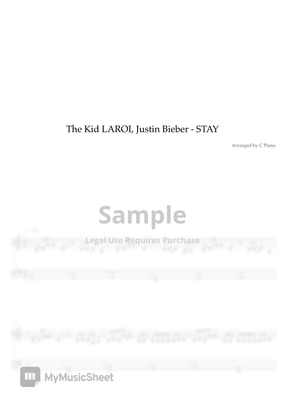 The Kid LAROI, Justin Bieber - Stay (Easy Version) Sheets by C Piano