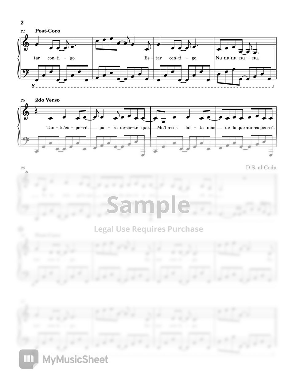 Layl Estar Contigo Sheets by Pianotato