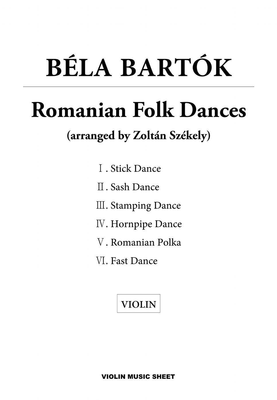 Bartok - Romanian Folk Dances (MR포함) Sheets By Lee