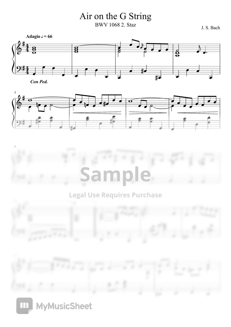 Johann Sebastian Bach Air on the G String 악보 by Johann Sebastian Bach