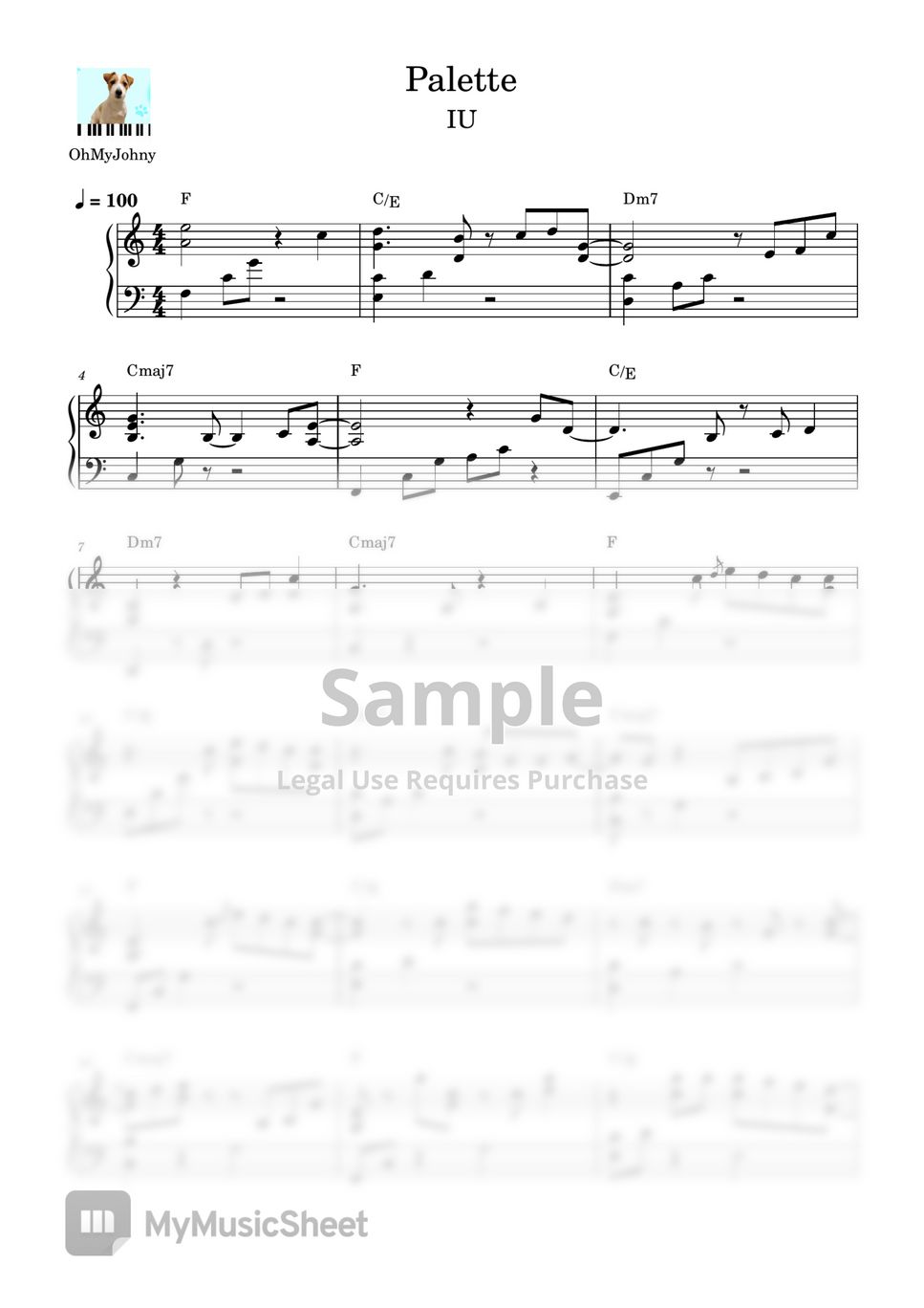 IU(아이유) - Palette(팔레트) (Piano) by OhMyJohny