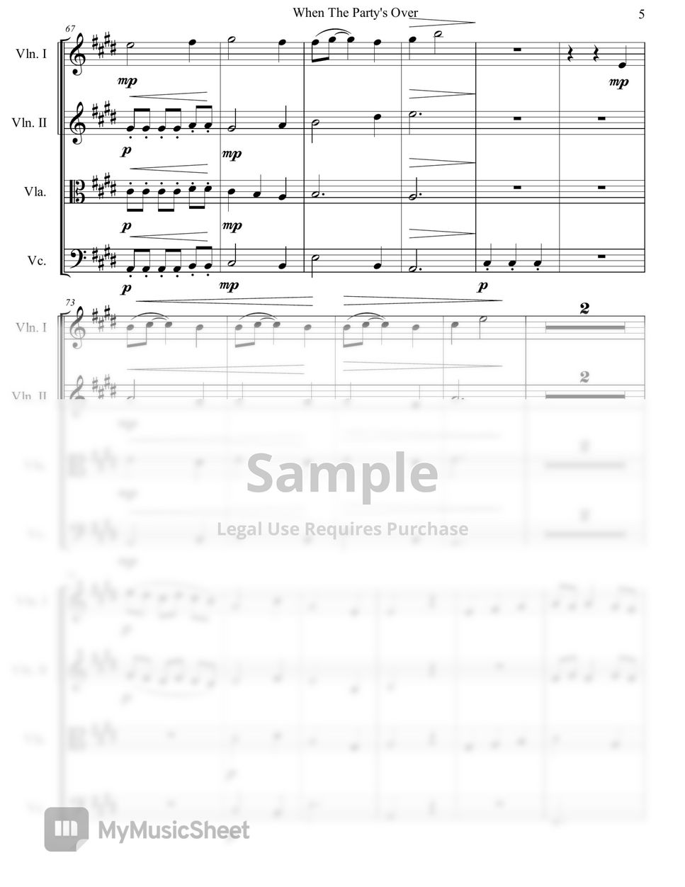 Billie Eilish - When The Party's Over (String Quartet) by Genti Guxholli