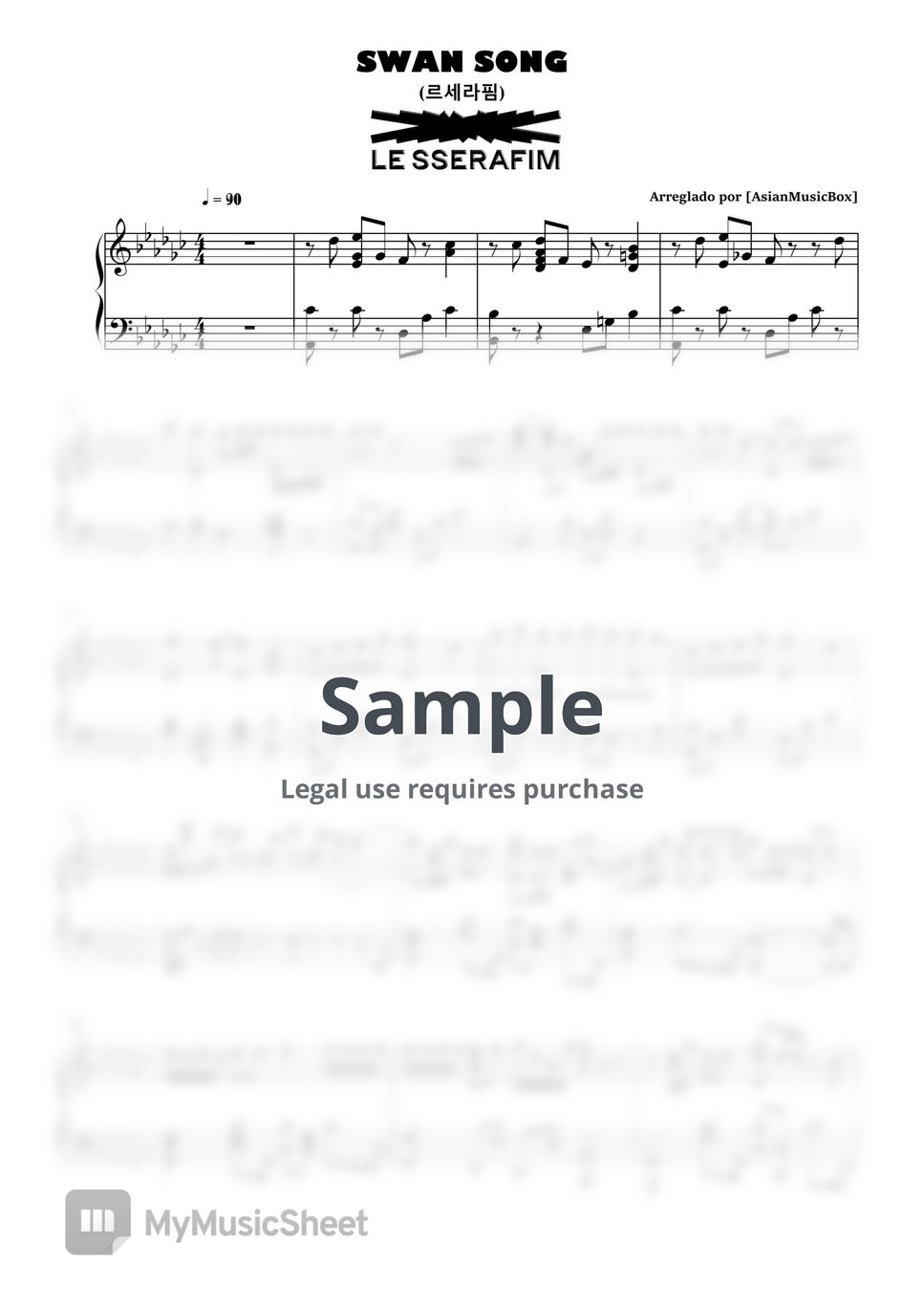 LE SSERAFIM - Swan Song (Sheet, MIDI & Drums ) Sheets by AsianMusicBox