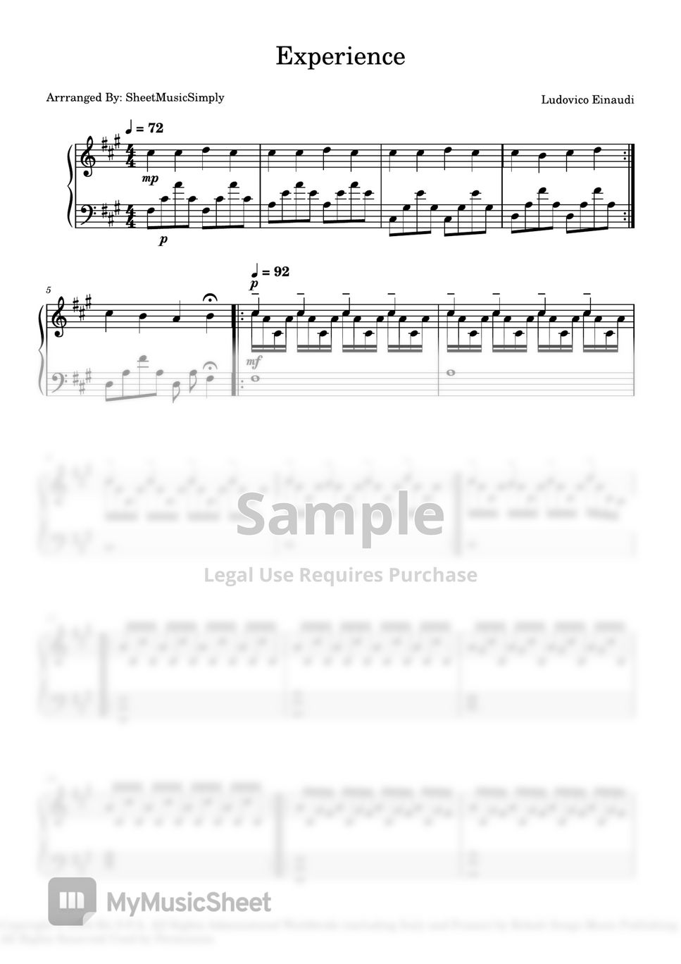 Ludovico Einaudi - Experience Sheets by SheetMusicSimply