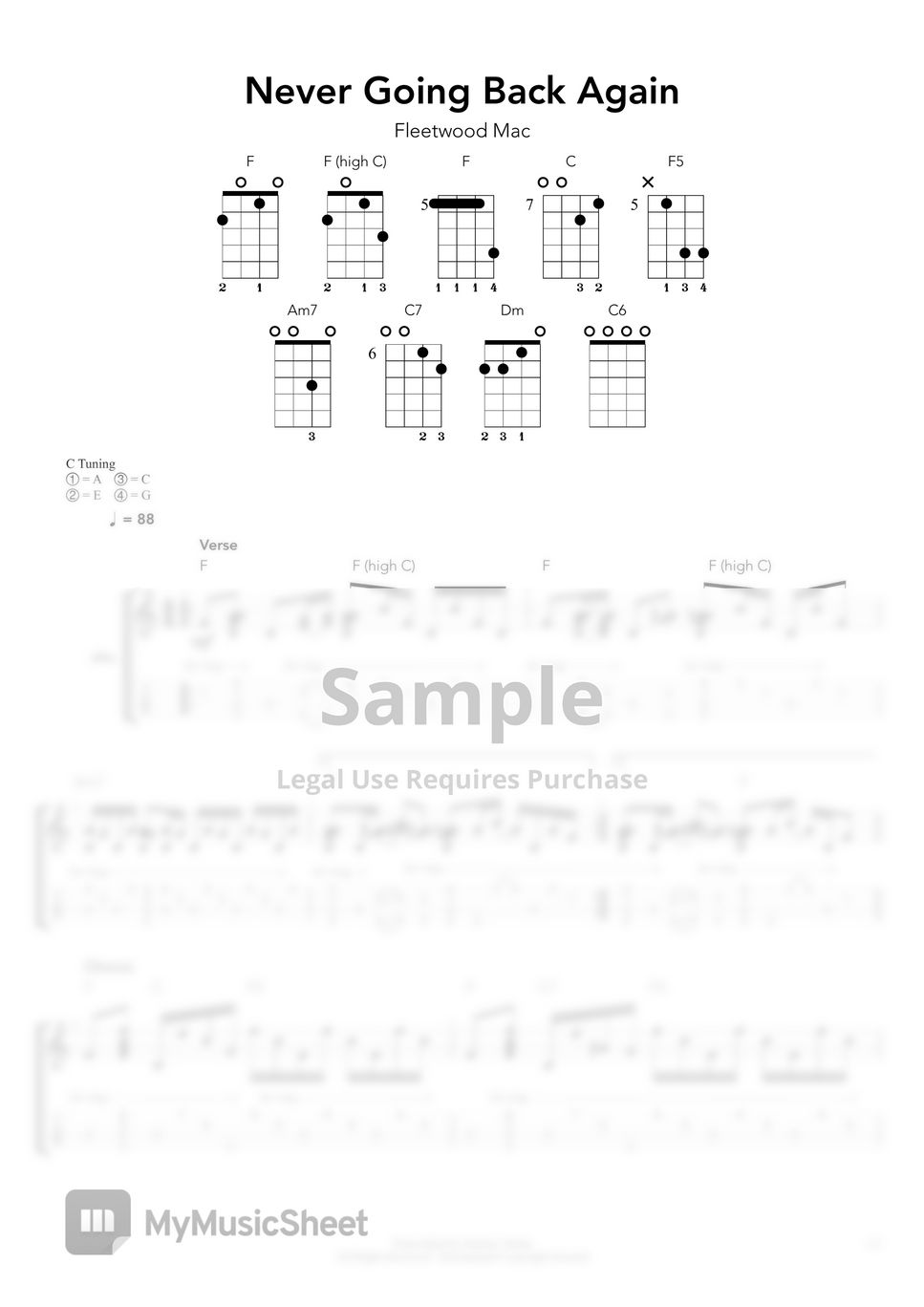 fleetwood-mac-never-going-back-again-tab-1staff-by-4stringboy