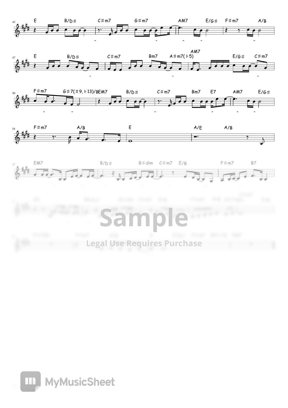 장진숙 광야를 지나며 (E key 멜로디악보) 악보 by 생명의건반