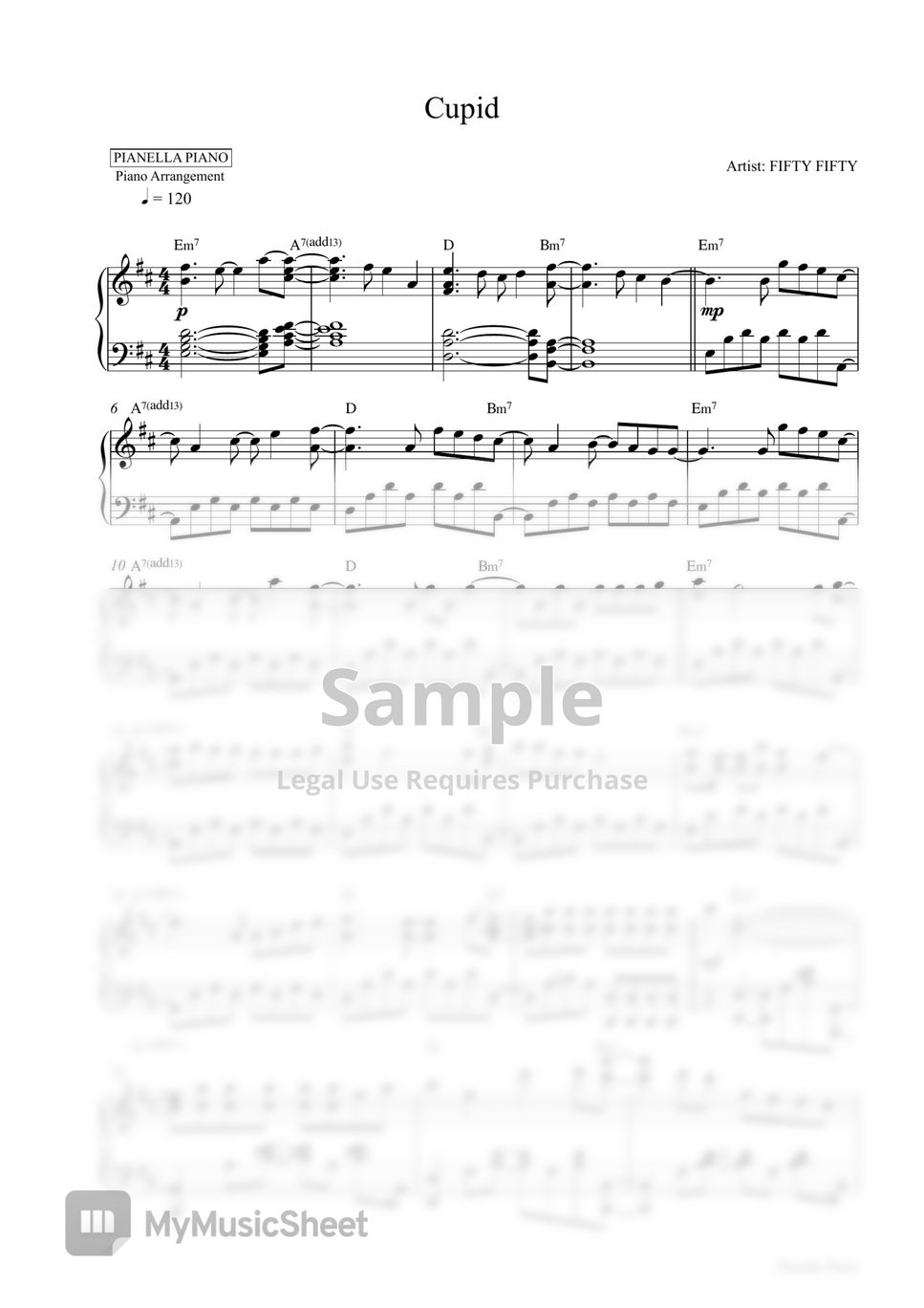 FIFTY FIFTY - Cupid (Piano Sheet) by Pianella Piano