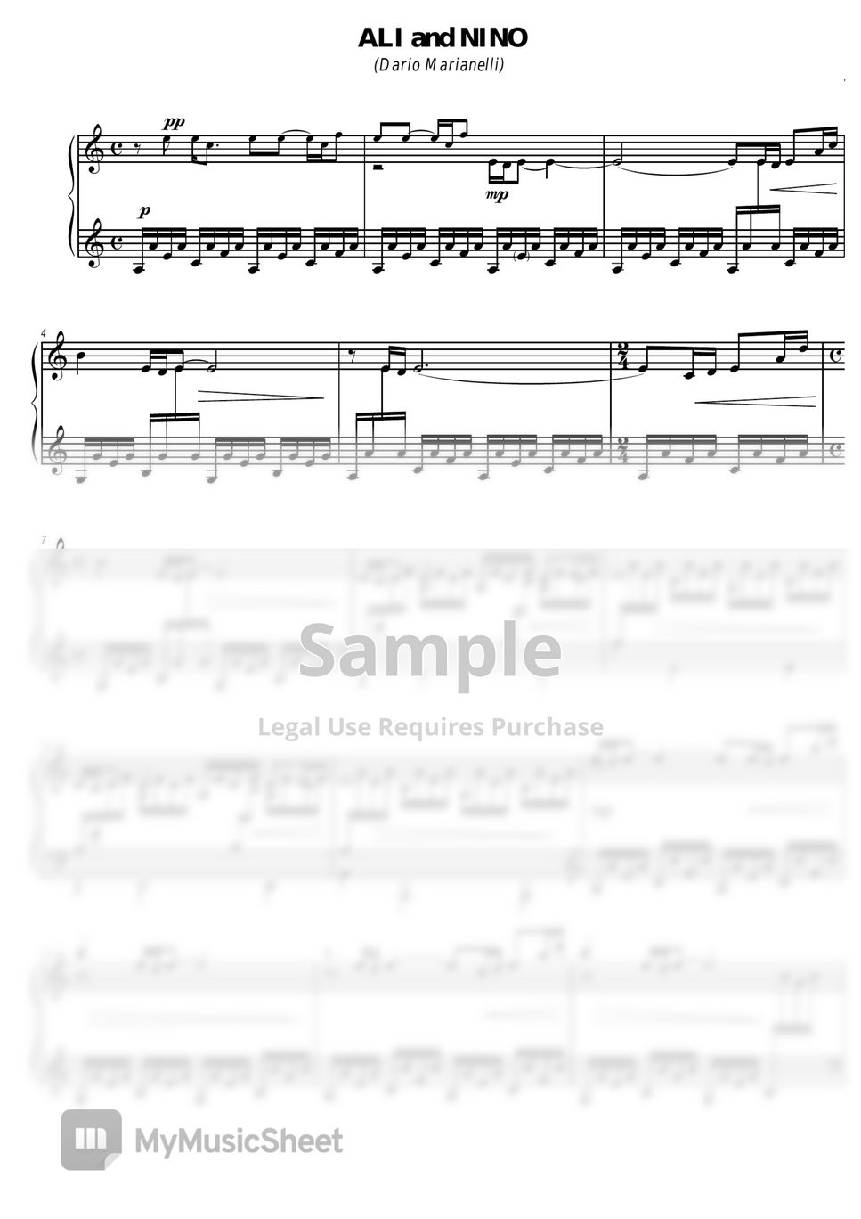 Ali and Nino (Dario Marianelli) Soundtrack Main Theme Sheets