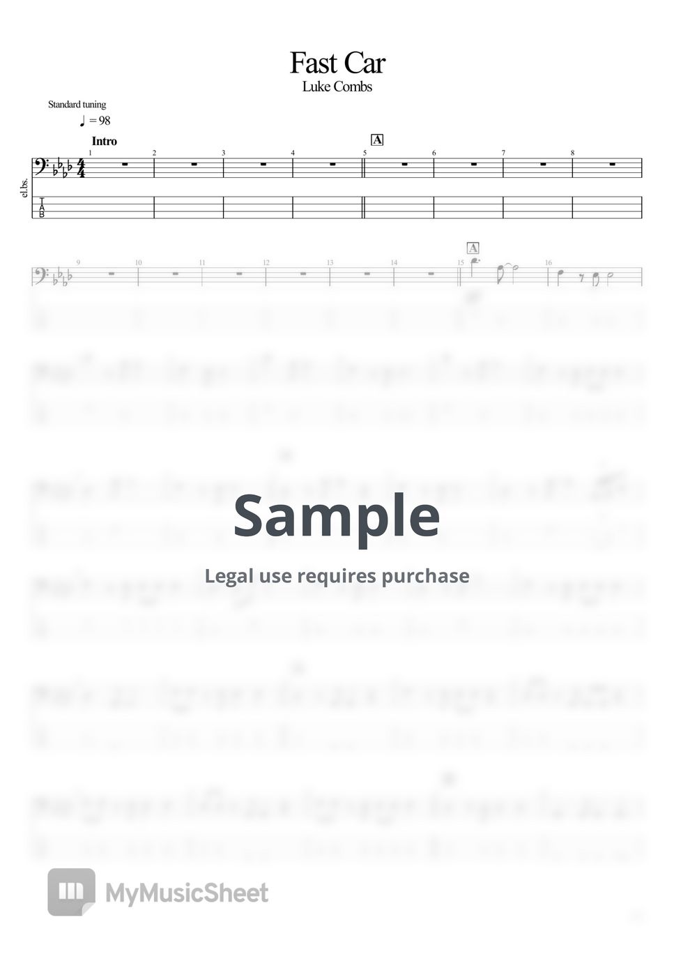 Luke combs fast car tab by bassblur
