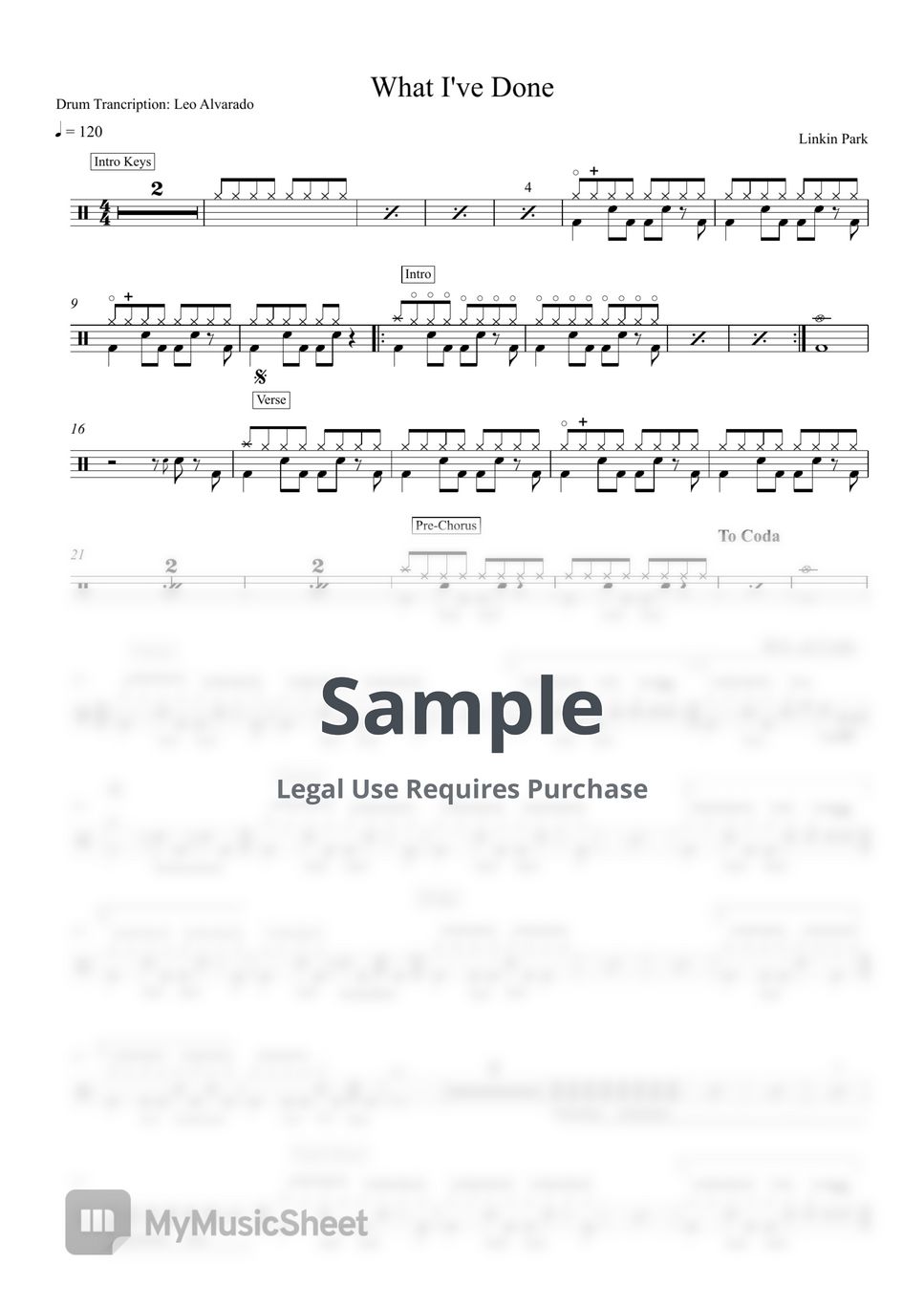 Linkin Park - What I've Done by Drum Transcription: Leo Alvarado