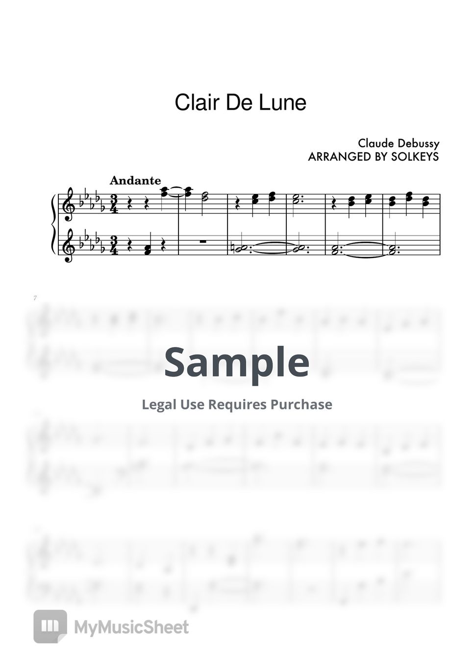 Claude Debussy Clair De Lune Sheets By Solkeys