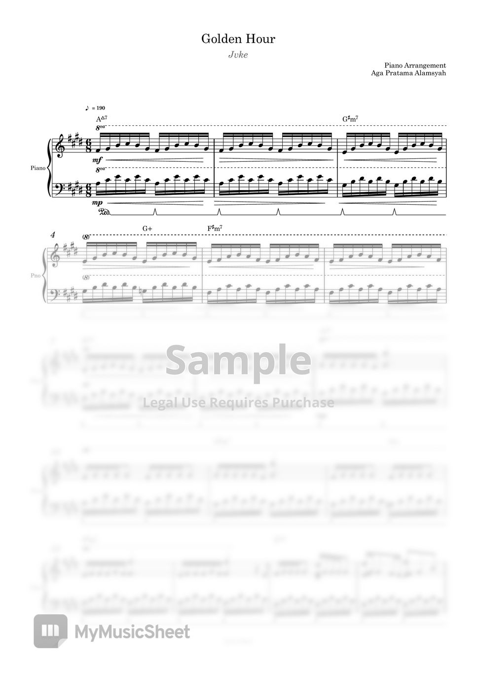 JVKE Golden Hour (Piano Solo) Sheets by Aga Pratama Alamsyah