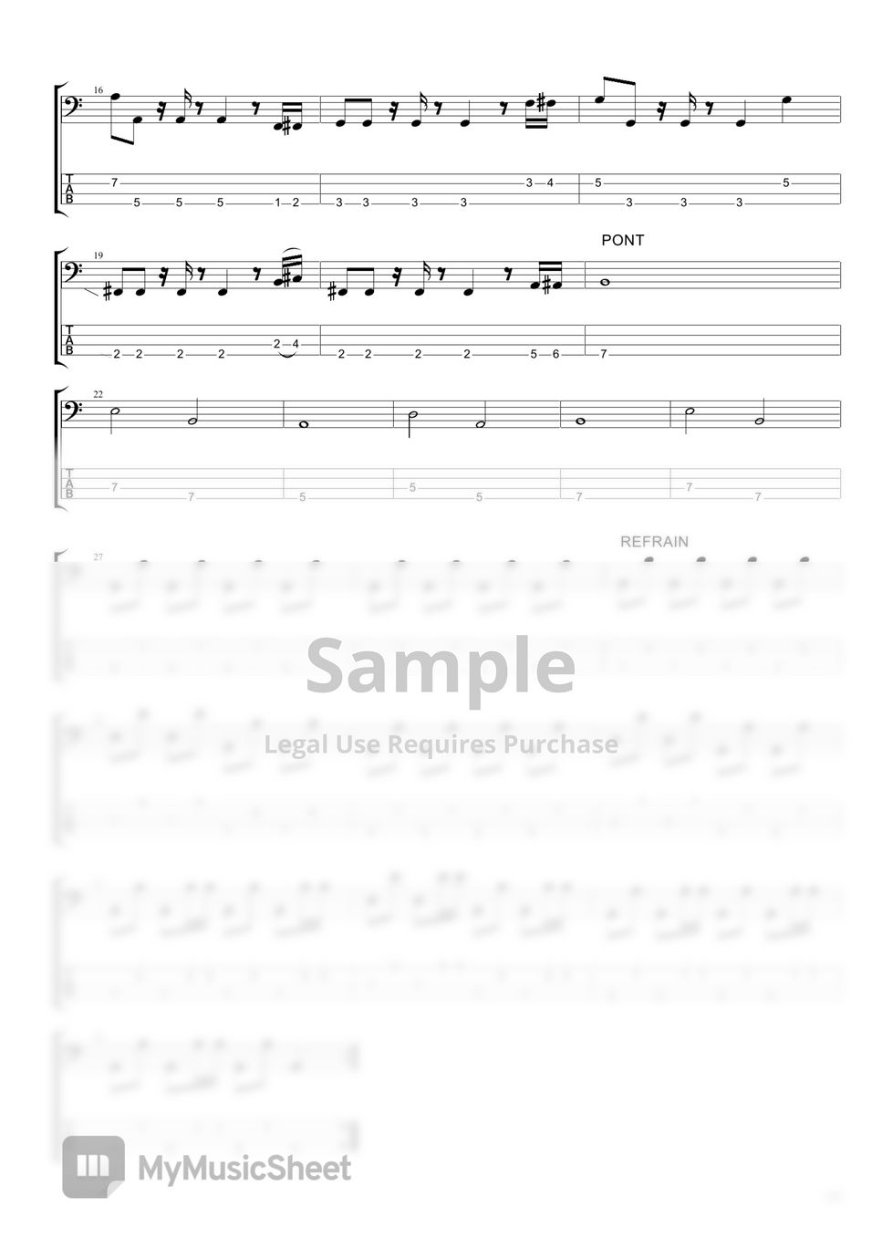 Clara Luciani La grenade Tab + 1staff by Partition pour basse