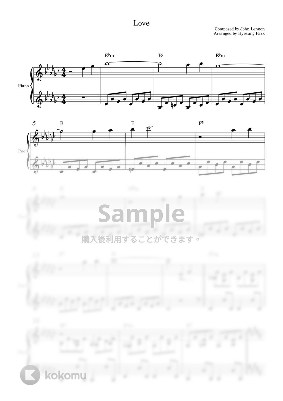 John Lennon - Love (ピアノソロ) by Piano QQQ