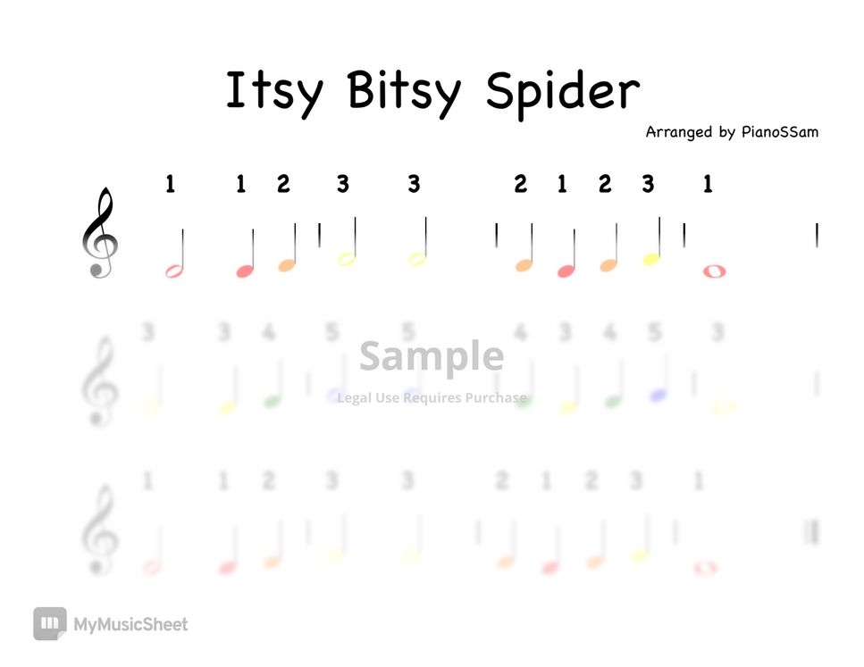 Children's song - Itsy Bitsy Spider (No Staff) by PianoSSam