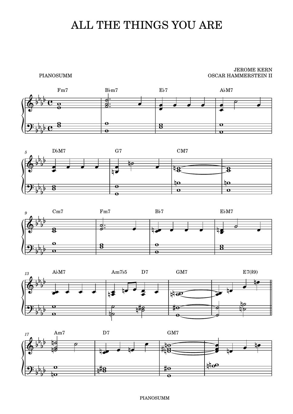 JEROME KERN - ALL THE THINGS YOU ARE (Guide Tone Voicing) Sheet by