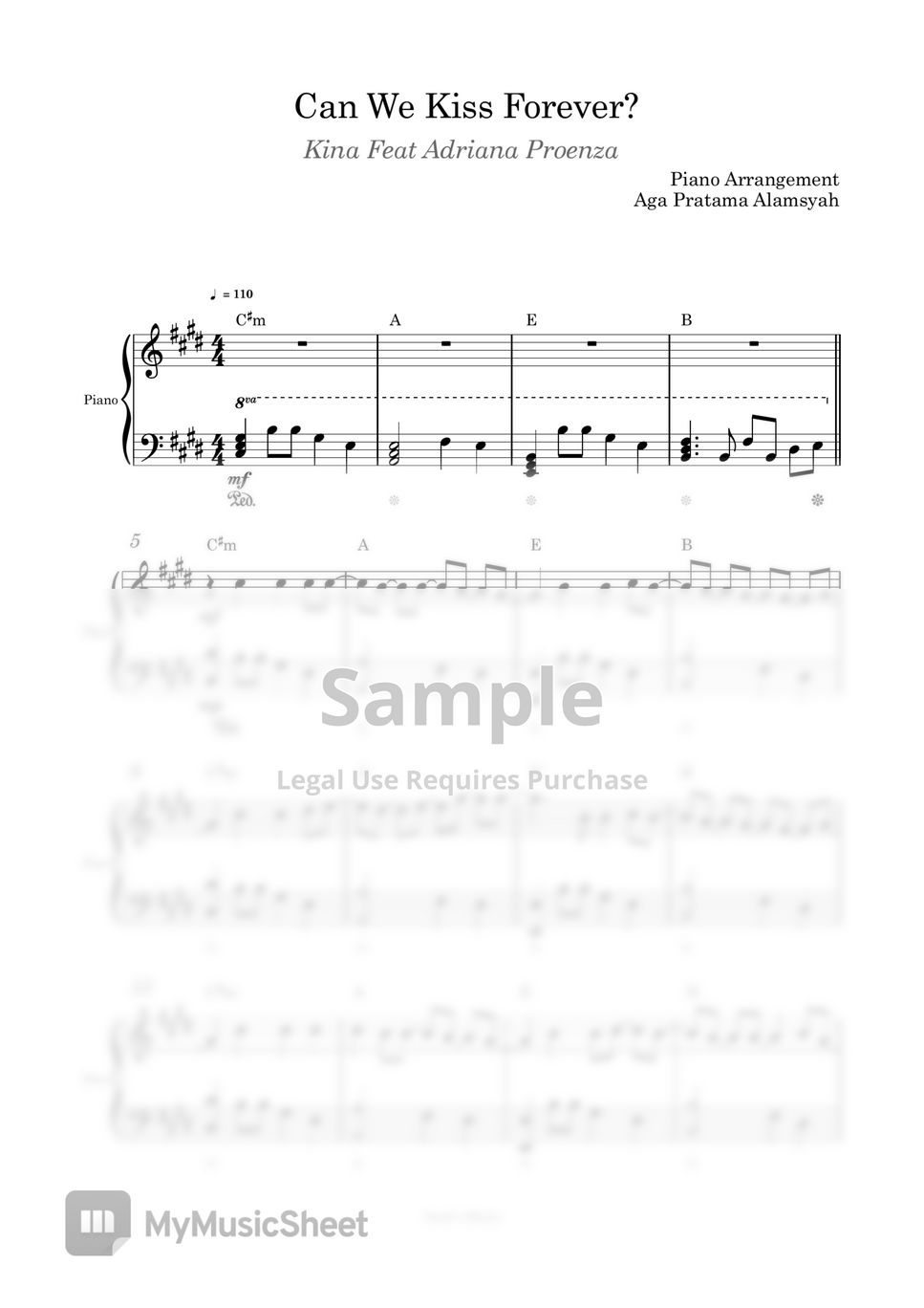 Kina Can We Kiss Forever? (Piano Solo) Sheets by Aga Pratama Alamsyah