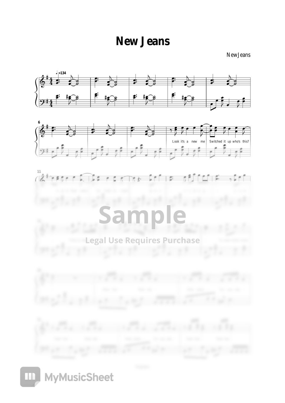 NewJeans (뉴진스) New Jeans (피아노 악보 (Piano Sheet) / 가사 O) Sheets by Dopiano