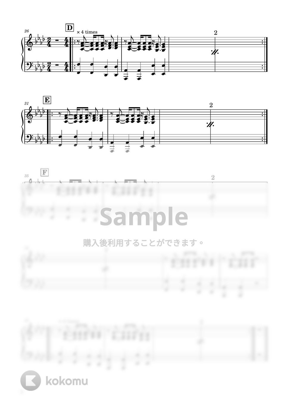 Orangestar - Nadir（無料楽譜） (ピアノパート) by Ray