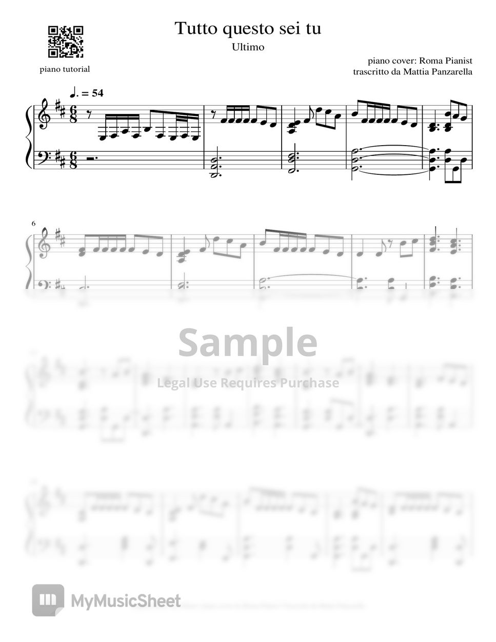 Ultimo Tutto questo sei tu Sheets by Roma Pianist