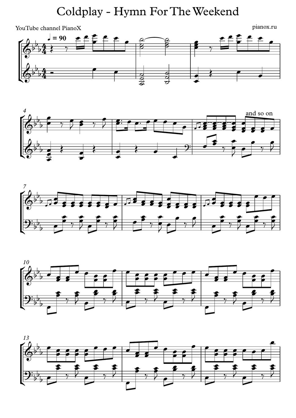 Coldplay Hymn For The Weekend Sheets By Pianox