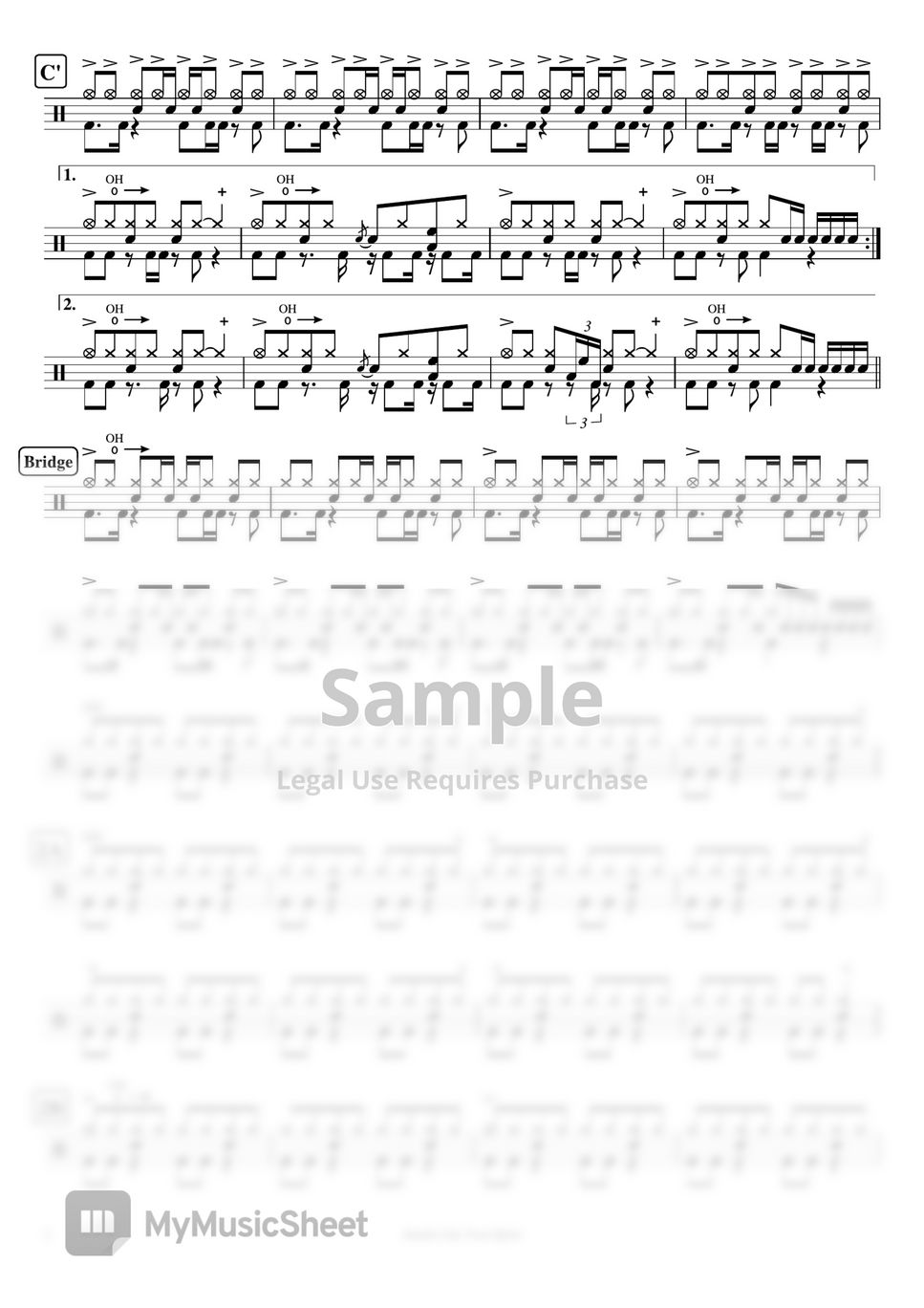 Nirvana - Smells Like Teen Spirit by Cookai's J-pop Drum sheet music!!!