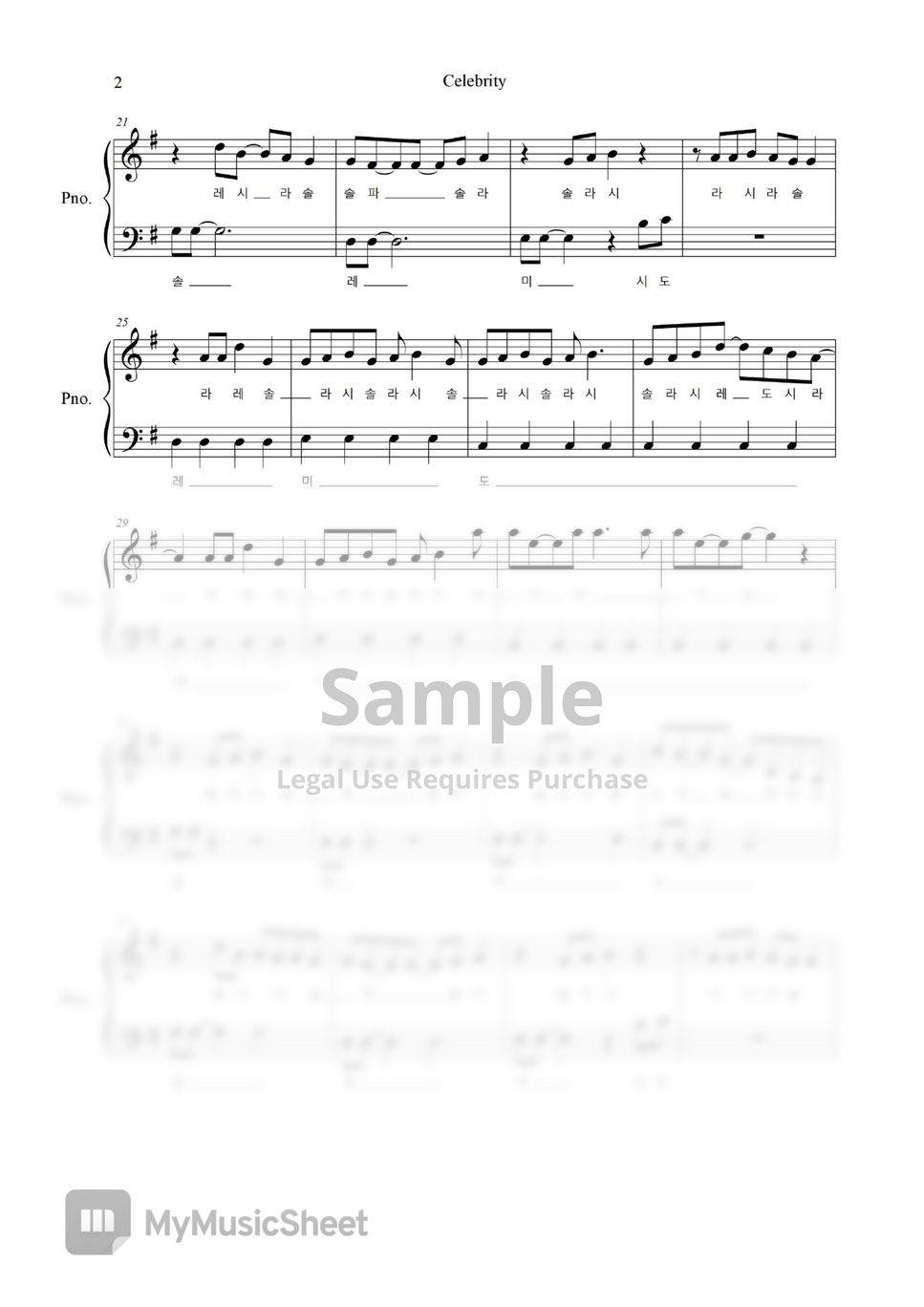 IU(아이유) Celebrity (only use two fin) Sheets by freestyle pianoman