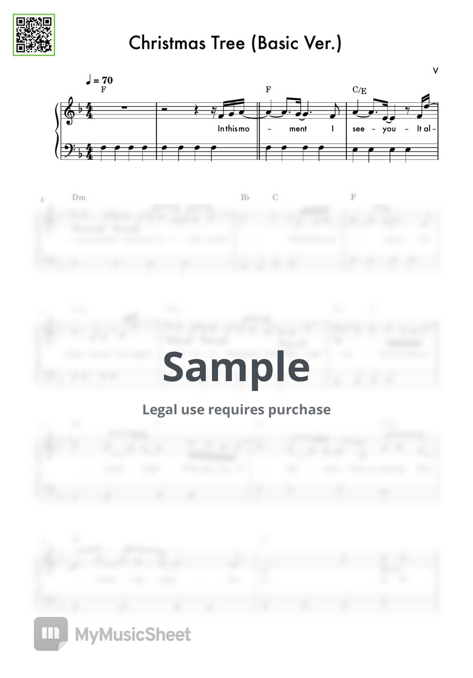 V(BTS) Christmas Tree (Our Beloved Summer OST / Basic Ver.) 악보 by