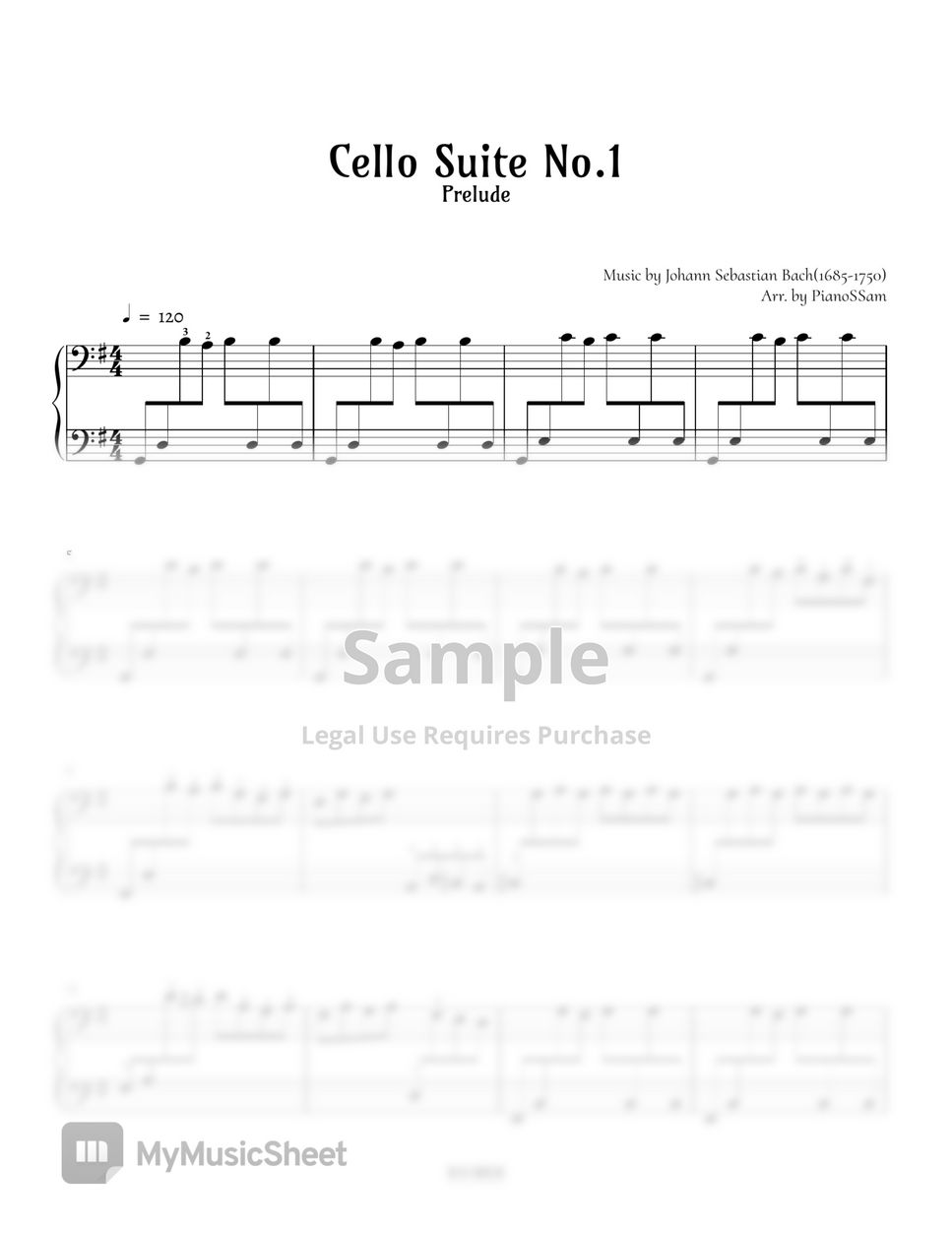 J.S. Bach [LateIntermediate] Cello Suite No.1 Prelude Piano
