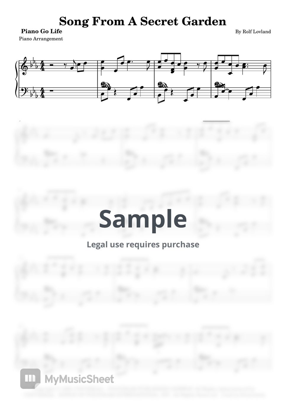 Secret Garden - Song from a Secret Garden Sheets by Piano Go Life