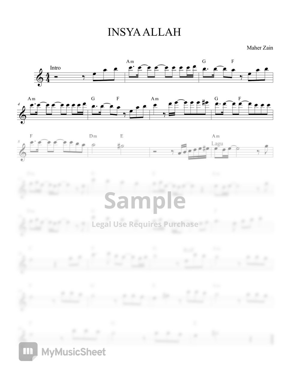 Maher Zain Insya Allah Notenblatt by mei.blessed