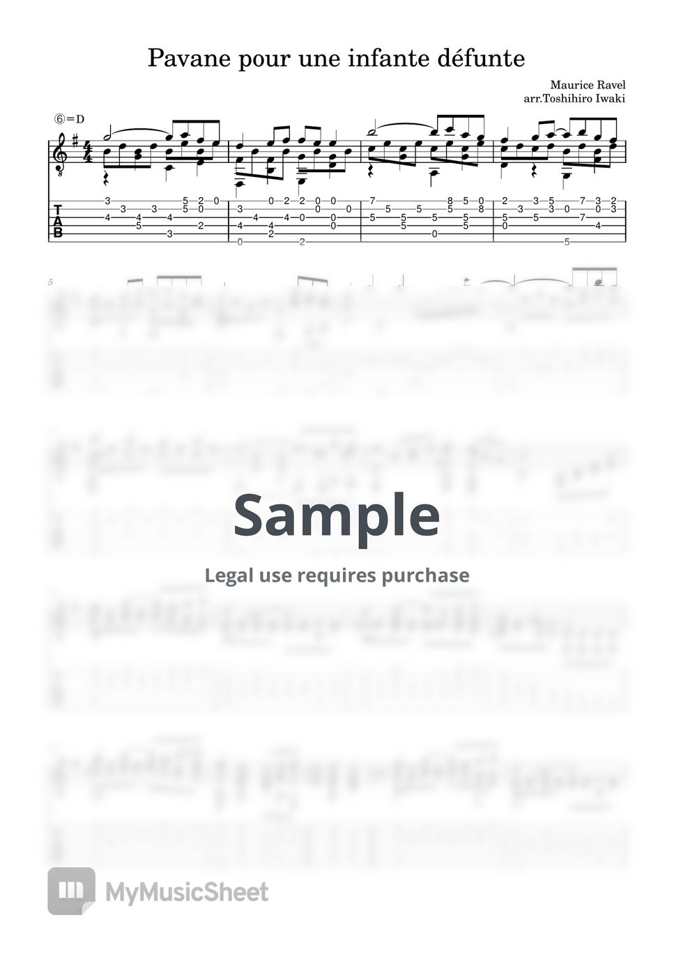 Maurice Ravel Pavane pour une infante défunte Tab + 1staff by Toshihiro Iwaki
