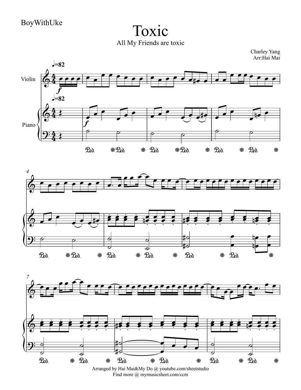 BoyWithUke Toxic for Violin and Piano (A minor) Sheets