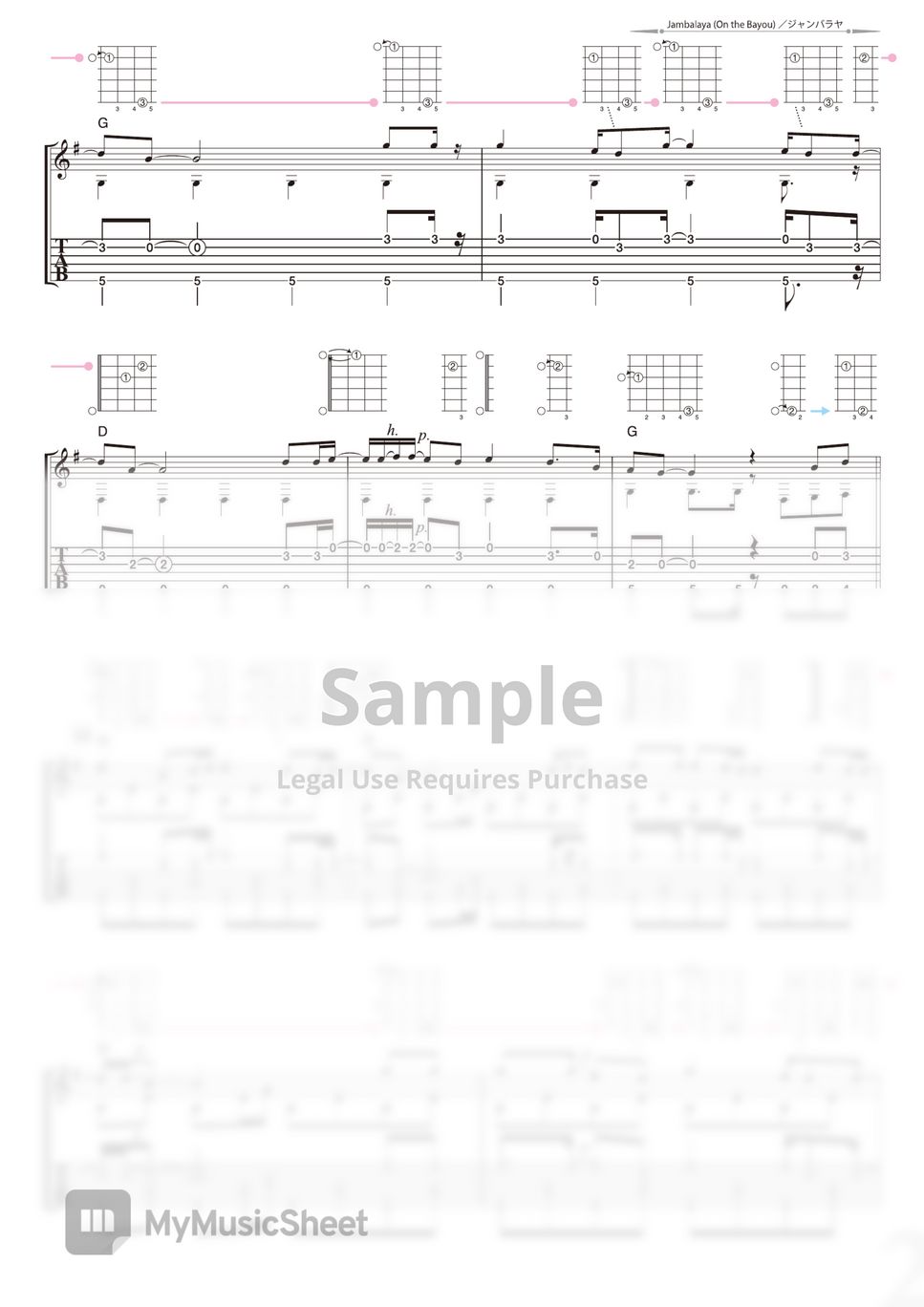 The Carpenters Jambalaya (On the Bayou) (Solo Guitar) Tab + 1staff by