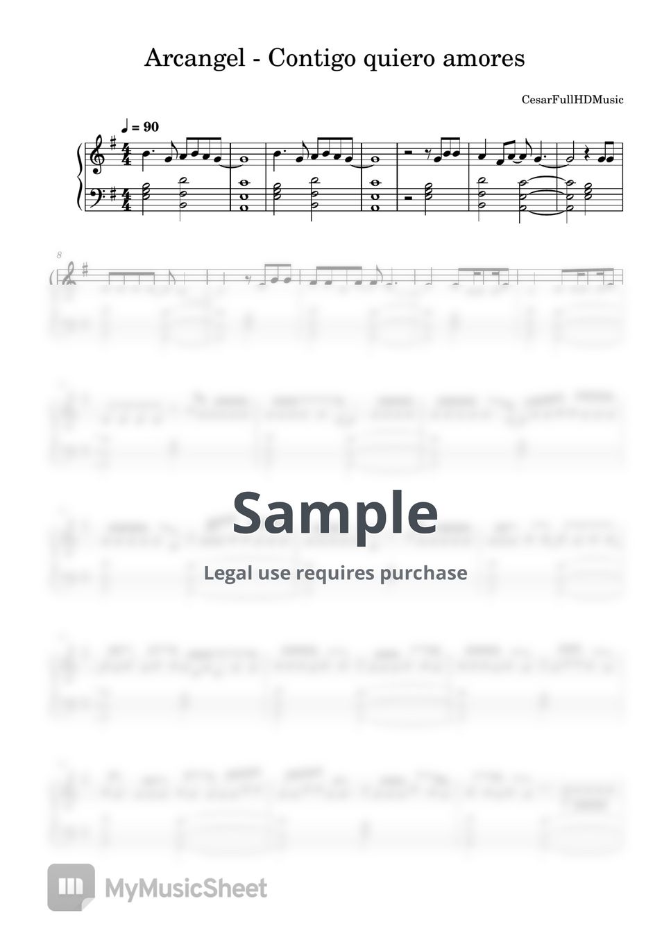 Arcangel Contigo quiero amores Sheets