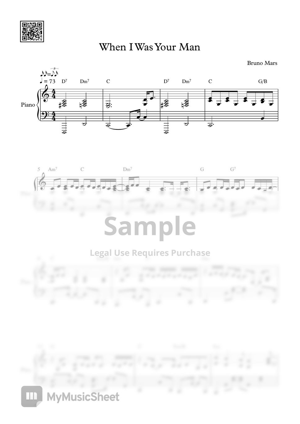 Bruno Mars When I Was Your Man 악보 by PIANOiNU