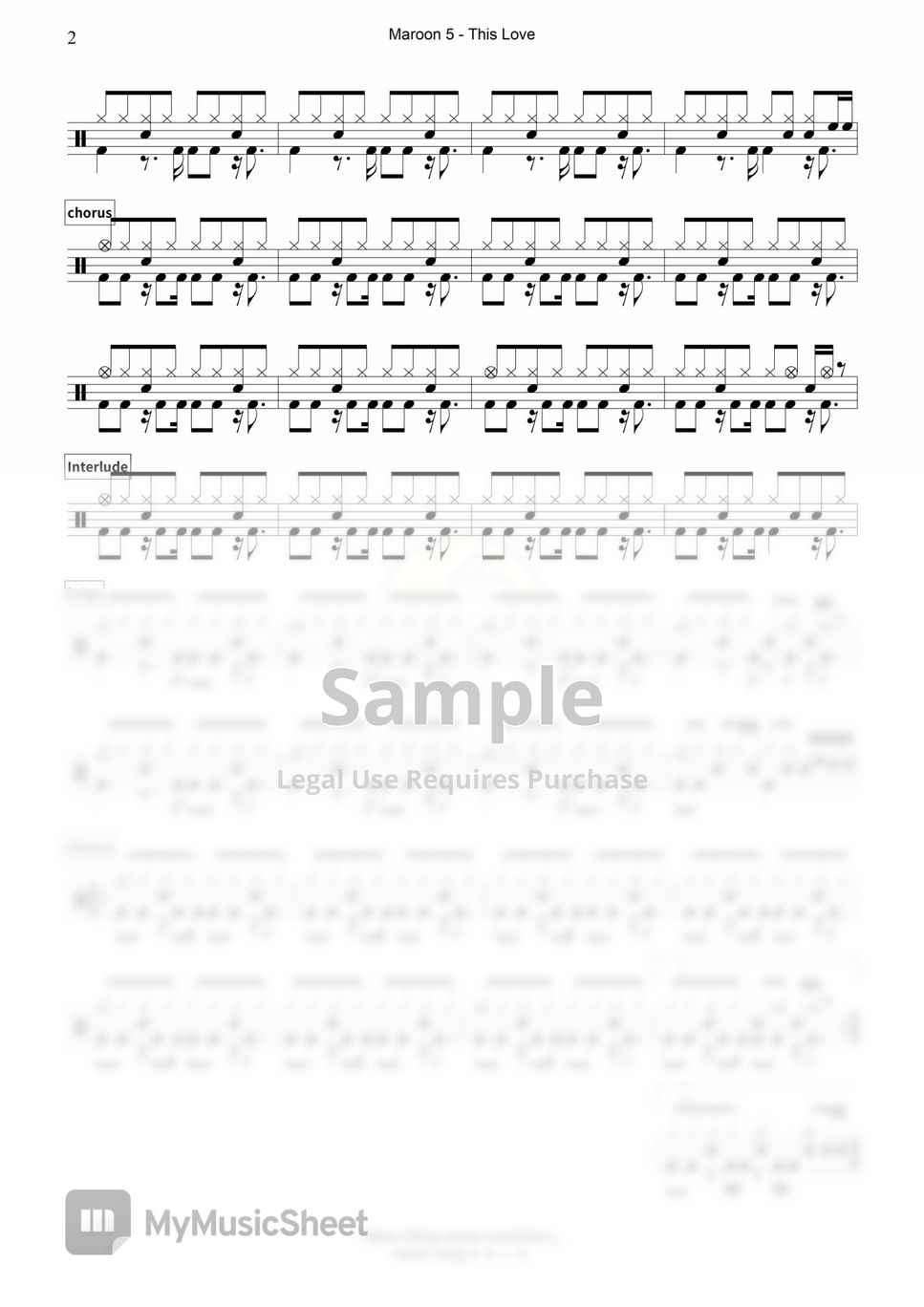 Maroon 5 this love sheet music by ddd