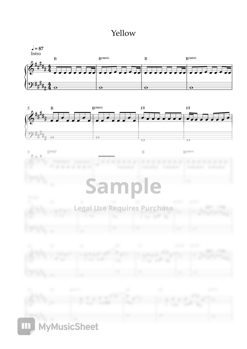 Coldplay - Yellow (EASY Piano Sheet) by Pianella Piano