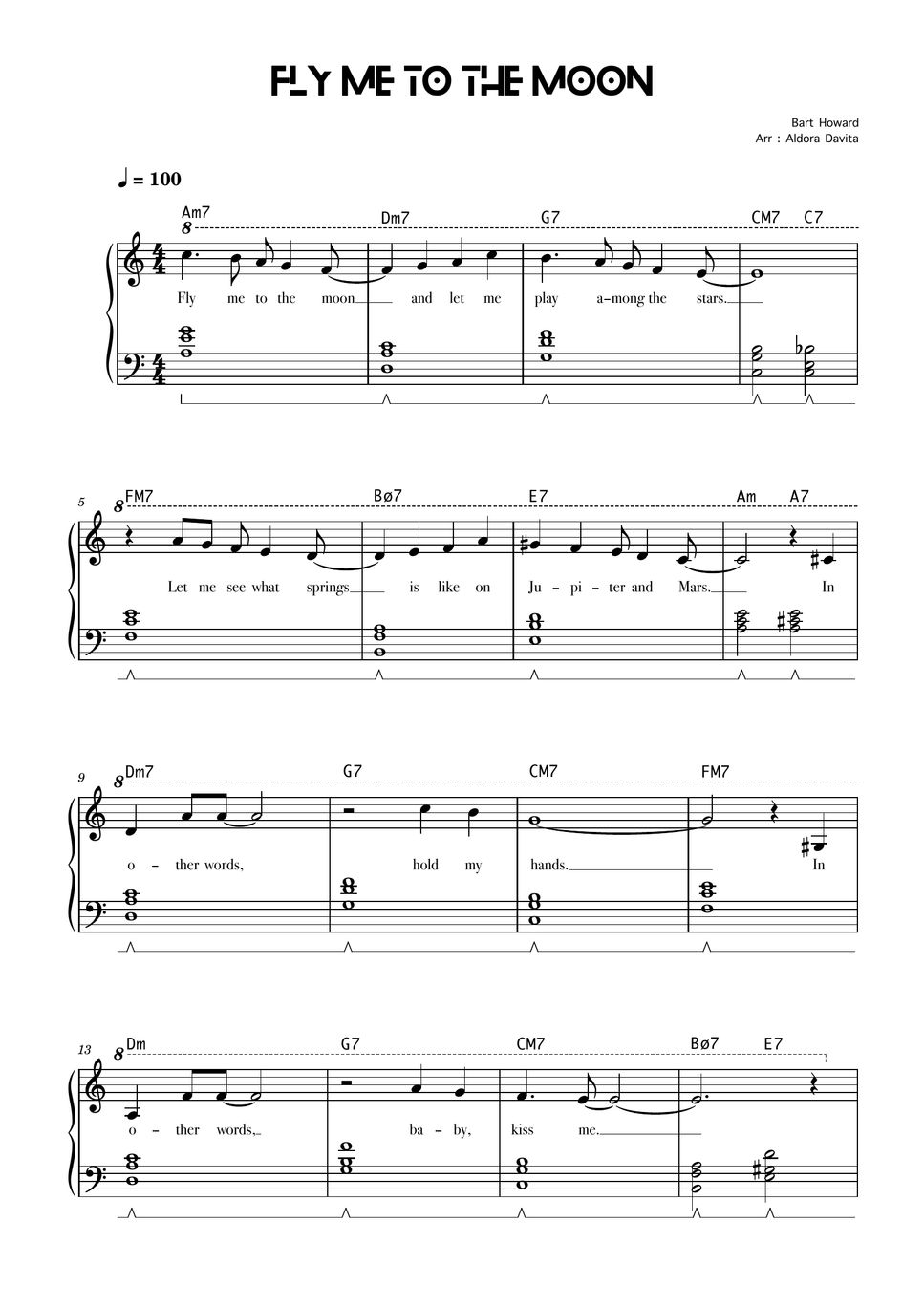 Frank Sinatra Fly Me to the Moon Sheet by Aldora Davita